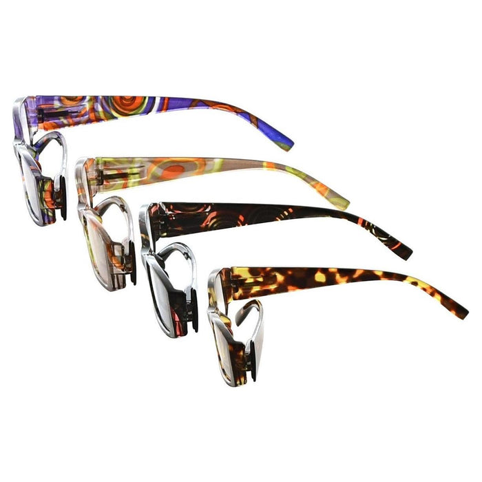 Eyekeeper - 4 Pack Rectangle Fashion Pattern Arms Reading Glasses R040G