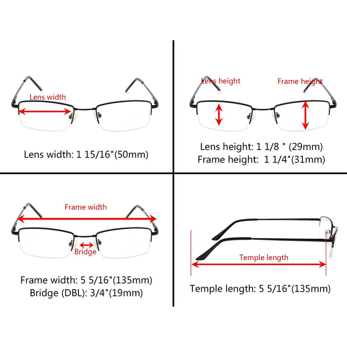 Eyekeeper  - 4 Pack Bendable Memory Metal Bridge Reading Glasses R1709