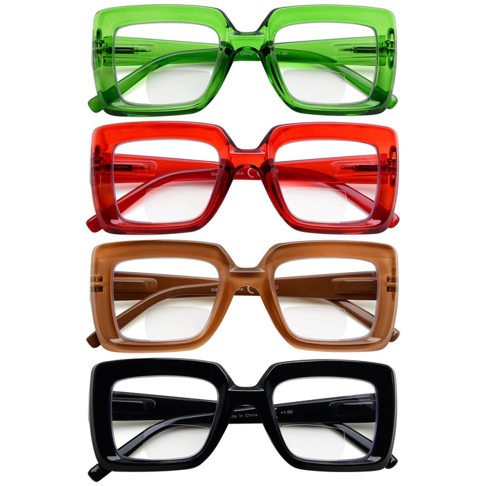 Eyekeeper - 4 Pack Funky Thicker Frame Bifocal Reading Glasses Br2101