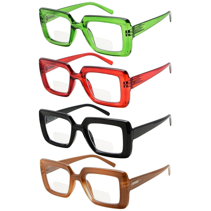 Eyekeeper - 4 Pack Funky Thicker Frame Bifocal Reading Glasses Br2101