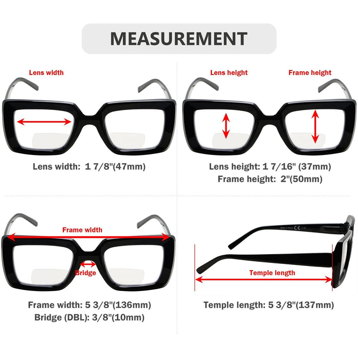 Eyekeeper - 4 Pack Funky Thicker Frame Bifocal Reading Glasses Br2101