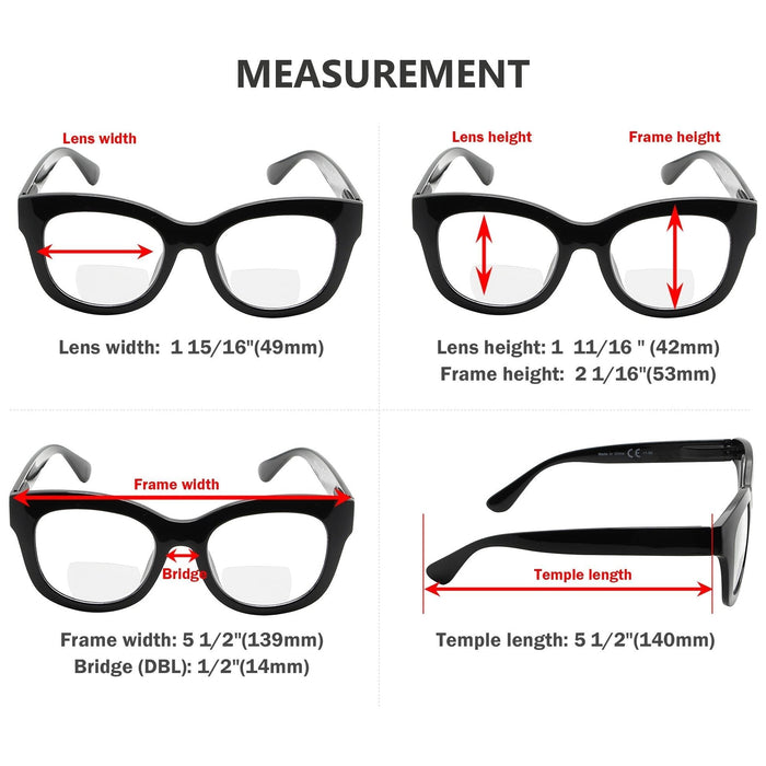 Eyekeeper  - 4 Pack Bifocal Reading Glasses Oversized Readers BR1555