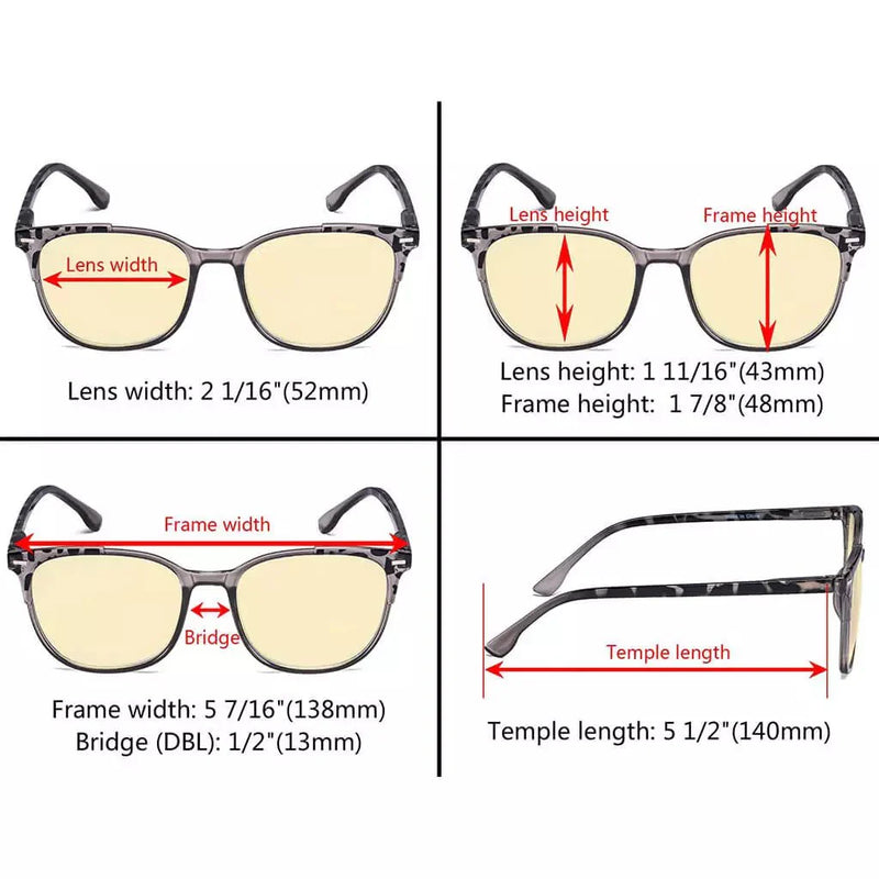 eyekeeper.com 4 Pack Blue Light Filter Browline Glass Hipster Style TM9001D Eyeglasses