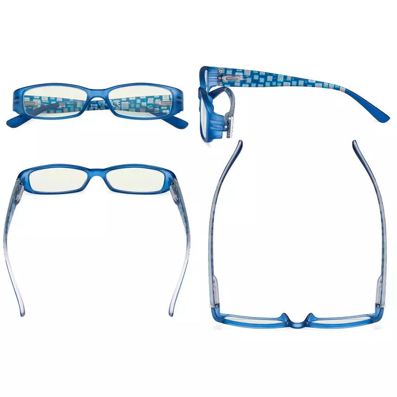eyekeeper.com 4 Pack Blue Light Filter Reading Glasses Patterned Temple UVR081X Eyeglasses