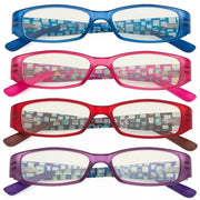 eyekeeper.com 4 Pack Blue Light Filter Reading Glasses Patterned Temple UVR081X Eyeglasses