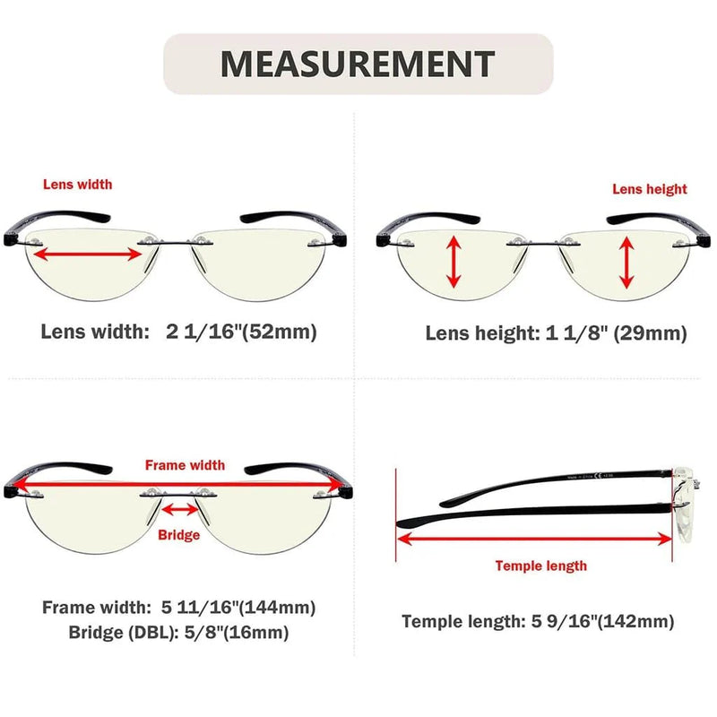 eyekeeper.com 4 Pack Blue Light Reading Glasses Half Moon Style UVR2202 Eyeglasses