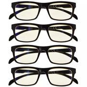 eyekeeper.com 4 Pack Blue Light Reading Glasses Rectangle Style UVR047 Eyeglasses