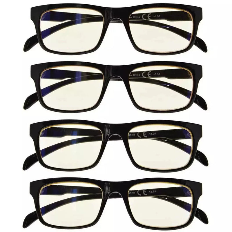 eyekeeper.com 4 Pack Blue Light Reading Glasses Rectangle Style UVR047 Eyeglasses