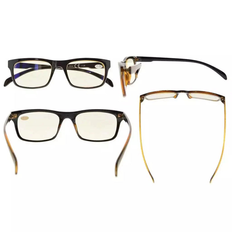 eyekeeper.com 4 Pack Blue Light Reading Glasses Rectangle Style UVR047 Eyeglasses