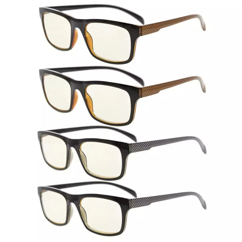 eyekeeper.com 4 Pack Blue Light Reading Glasses Rectangle Style UVR047 Eyeglasses