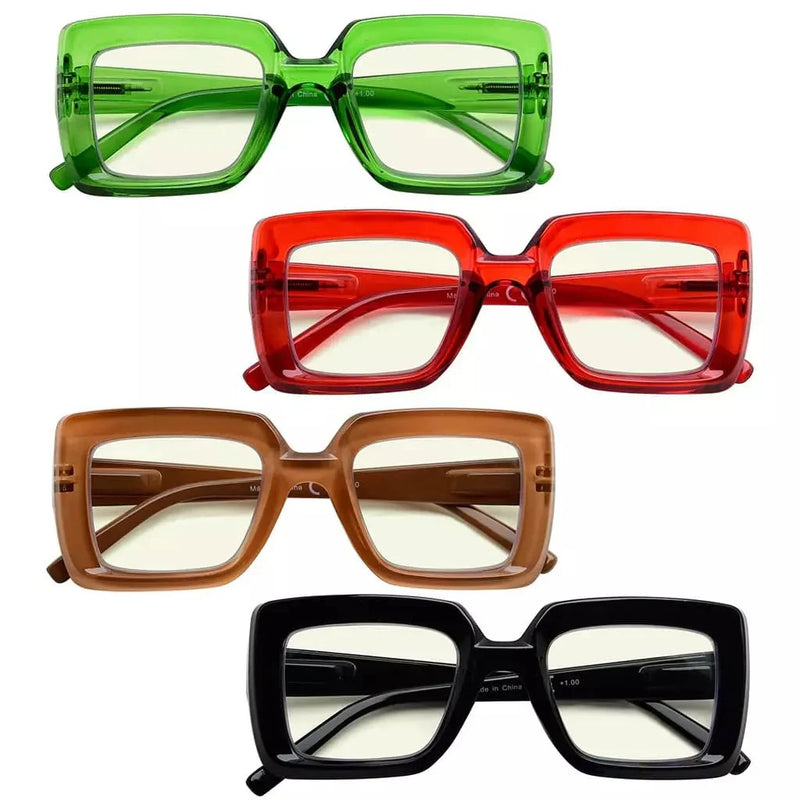 eyekeeper.com 4 Pack Blue Light Reading Glasses Stylish Readers UV2101 Eyeglasses