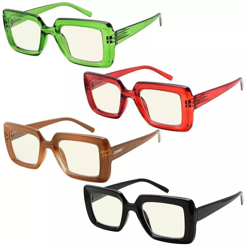 eyekeeper.com 4 Pack Blue Light Reading Glasses Stylish Readers UV2101 Eyeglasses