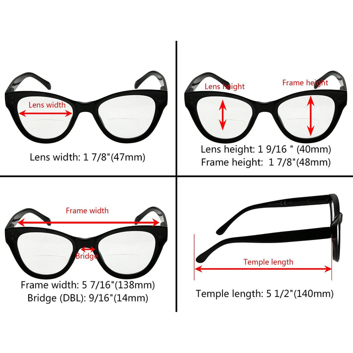 Eyekeeper - 4 Pack Fashionable Thicker Frame Bifocal Reading Glasses Br9108