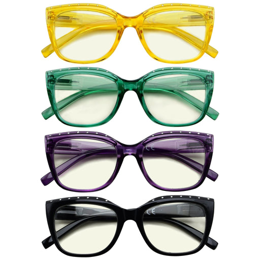 Eyekeeper  - 4 Pack Cat-eye Blue Light Filter Reading Glasses UVR2015