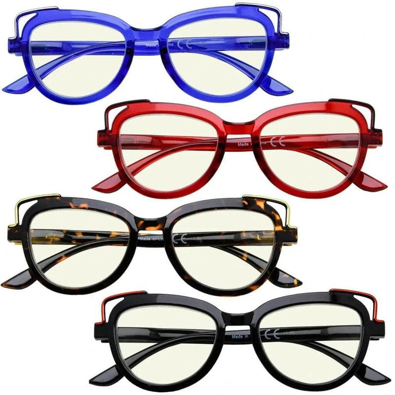 eyekeeper.com 4 Pack Cat-eye Blue Light Filter Readers UV2113 Eyeglasses