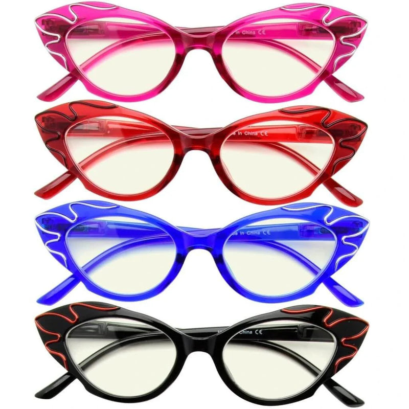 eyekeeper.com 4 Pack Cat-eye Blue Light Filter Readers UV2116 Eyeglasses