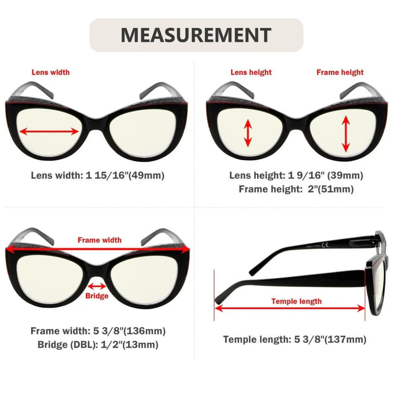 eyekeeper.com 4 Pack Cat-eye Blue Light Filter Readers UV2118 Eyeglasses