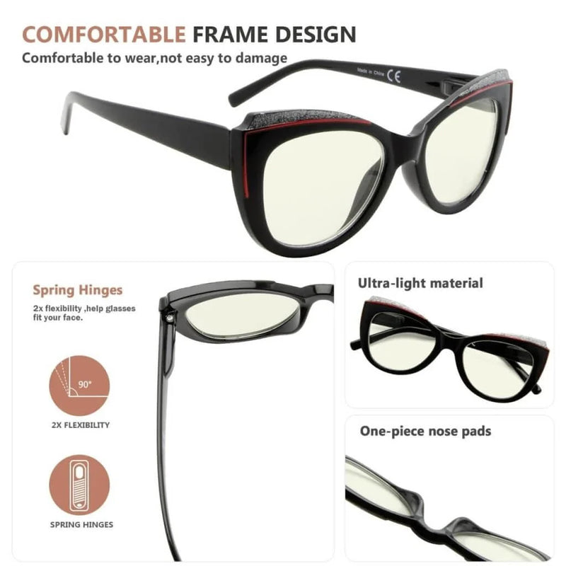eyekeeper.com 4 Pack Cat-eye Blue Light Filter Readers UV2118 Eyeglasses