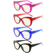 eyekeeper.com 4 Pack Cat-eye Blue Light Filter Readers UV2118 Eyeglasses