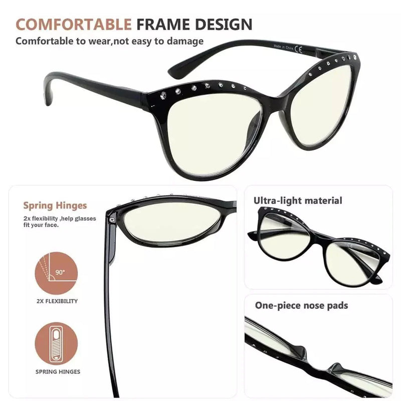 eyekeeper.com 4 Pack Cat-eye Blue Light Filter Readers UVR2001 Eyeglasses