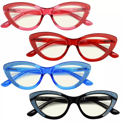 eyekeeper.com 4 Pack Cat-eye Blue Light Filter Readers UVR2029 Eyeglasses