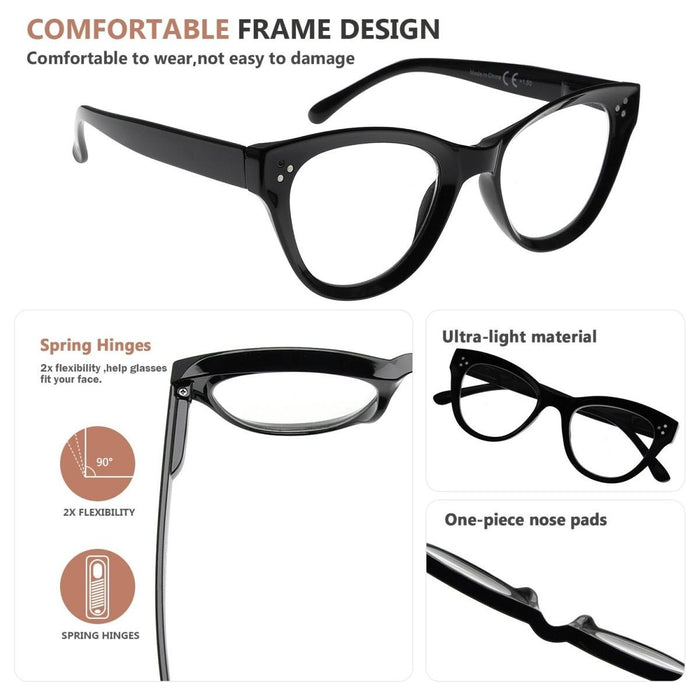 Eyekeeper  - 4 Pack Cat-eye Reading Glasses Thicker Frame Readers R9108