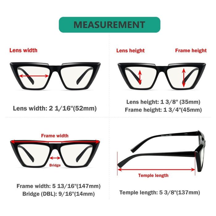 Eyekeeper -  4 Pack Cat-eye Progressive Multifocal Readers M2138