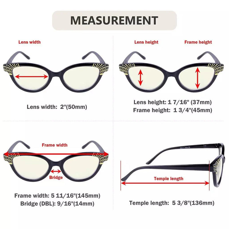 eyekeeper.com 4 Pack Cat-eye Reading Glasses Blue Light Filter UV2123 Eyeglasses