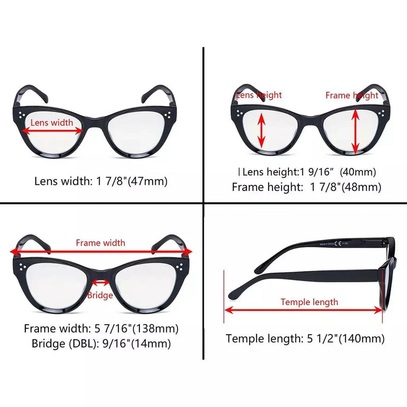 eyekeeper.com 4 Pack Cat-eye Reading Glasses Thicker Frame Readers R9108 Eyeglasses