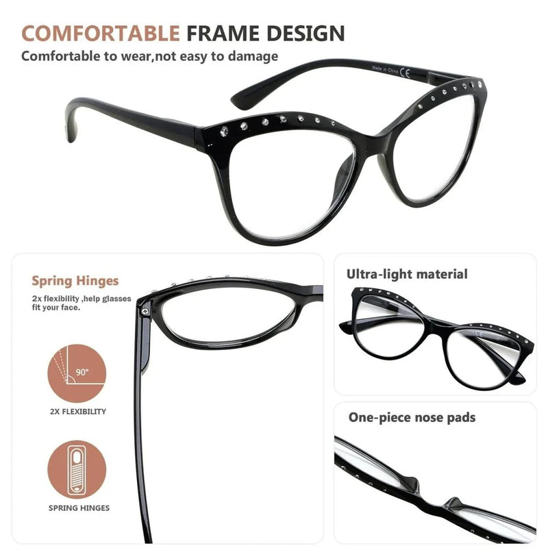 eyekeeper.com 4 Pack Cat-eye Rhinestone Reading Glasses R2001 Eyeglasses