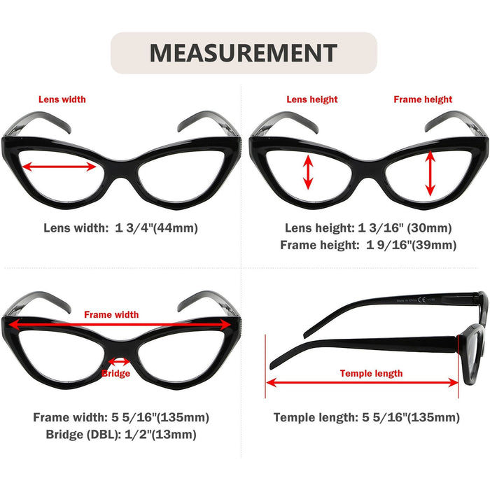 Eyekeeper - 4 Pack Stylsih Cat-Eye Frame Reading Glasses R2033