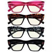 eyekeeper.com 4 Pack Cat-eye Thicker Frame Blue Light Filter Readers UVR2017 Eyeglasses