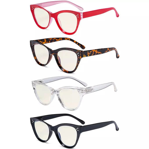 eyekeeper.com 4 Pack Cat-eye Thicker Frame Blue Light Filter Readers UVR9108 Eyeglasses