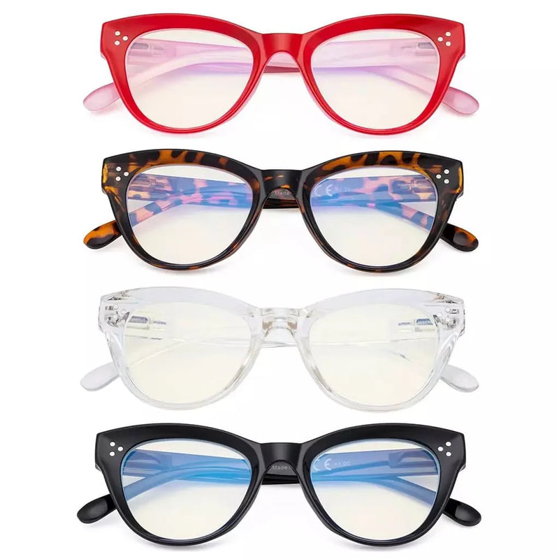 eyekeeper.com 4 Pack Cat-eye Thicker Frame Blue Light Filter Readers UVR9108 Eyeglasses
