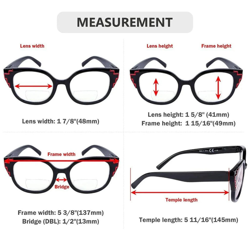 eyekeeper.com 4 Pack Chic Cat-eye Bifocal Reading Glasses Curved Readers BR2119 Eyeglasses
