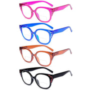 eyekeeper.com 4 Pack Chic Cat-eye Bifocal Reading Glasses Curved Readers BR2119 Eyeglasses