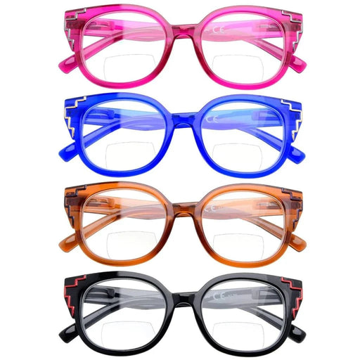 eyekeeper.com 4 Pack Chic Cat-eye Bifocal Reading Glasses Curved Readers BR2119 Eyeglasses
