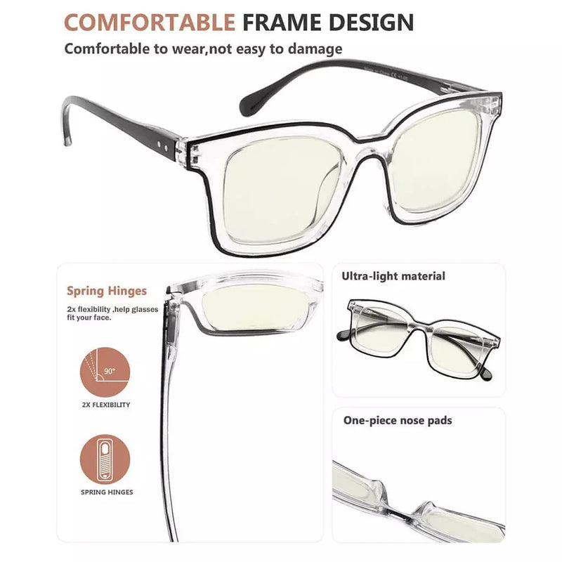 eyekeeper.com 4 Pack Chic Square Blue Light Filter Reading Glasses UV2105 Eyeglasses