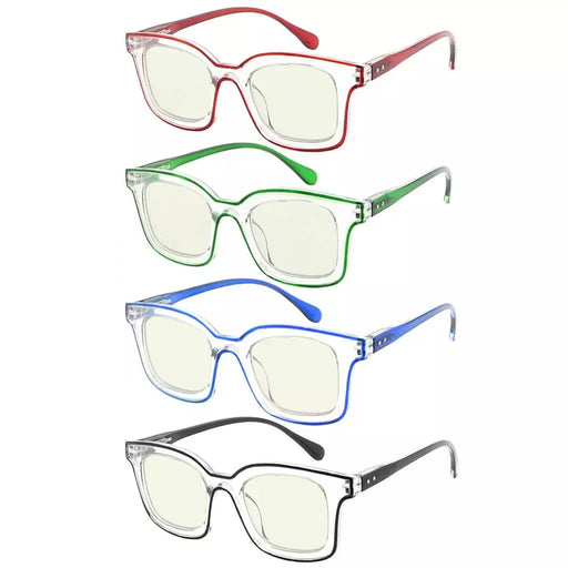eyekeeper.com 4 Pack Chic Square Blue Light Filter Reading Glasses UV2105 Eyeglasses