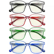 eyekeeper.com 4 Pack Chic Square Blue Light Filter Reading Glasses UV2105 Eyeglasses