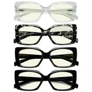 eyekeeper.com 4 Pack Chic Thicker Frame Blue Light Filter Readers UVR2010 Eyeglasses