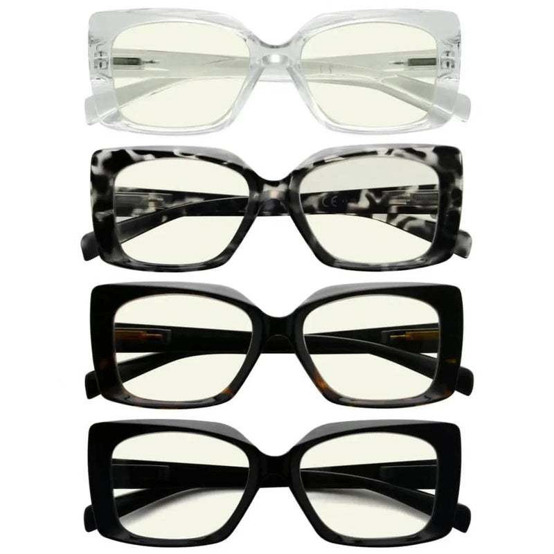 eyekeeper.com 4 Pack Chic Thicker Frame Blue Light Filter Readers UVR2010 Eyeglasses
