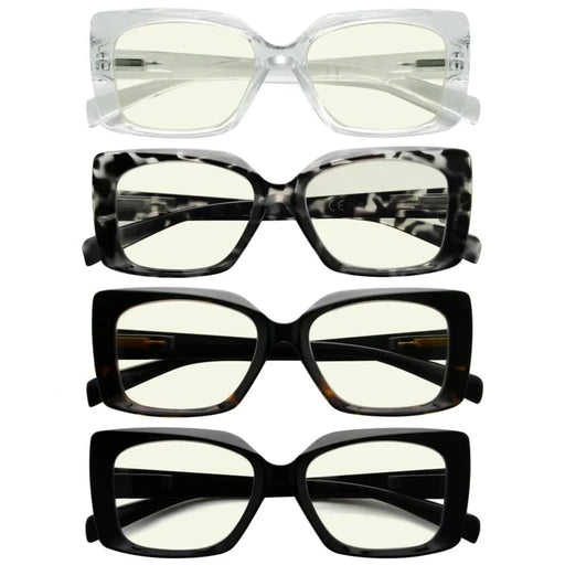 eyekeeper.com 4 Pack Chic Thicker Frame Blue Light Filter Readers UVR2010 Eyeglasses
