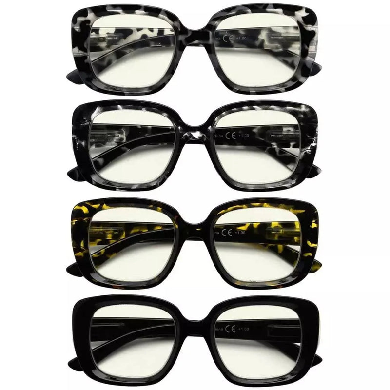 eyekeeper.com 4 Pack Chic Thicker Frame Blue Light Filter Readers UVR2035 Eyeglasses