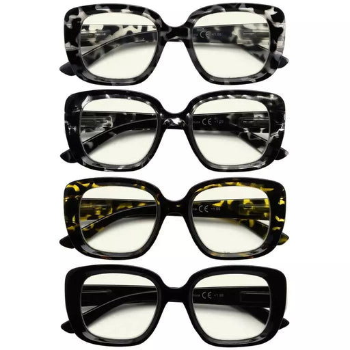 eyekeeper.com 4 Pack Chic Thicker Frame Blue Light Filter Readers UVR2035 Eyeglasses