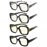 eyekeeper.com 4 Pack Chic Thicker Frame Blue Light Filter Readers UVR2035 Eyeglasses