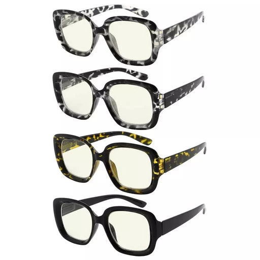 eyekeeper.com 4 Pack Chic Thicker Frame Blue Light Filter Readers UVR2035 Eyeglasses