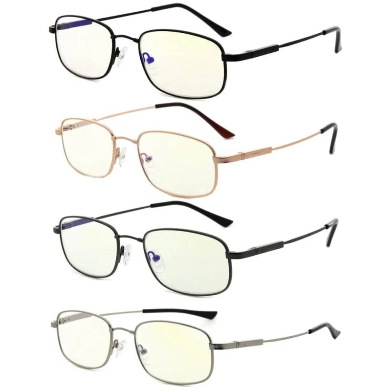 eyekeeper.com 4 Pack Classic Rectangle Blue Light Filter Readers UVR1703 Eyeglasses