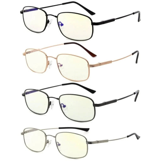 eyekeeper.com 4 Pack Classic Rectangle Blue Light Filter Readers UVR1703 Eyeglasses