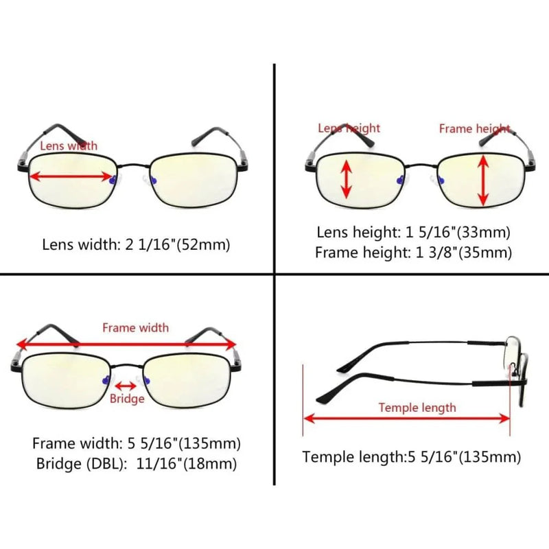 eyekeeper.com 4 Pack Classic Rectangle Blue Light Filter Readers UVR1703 Eyeglasses